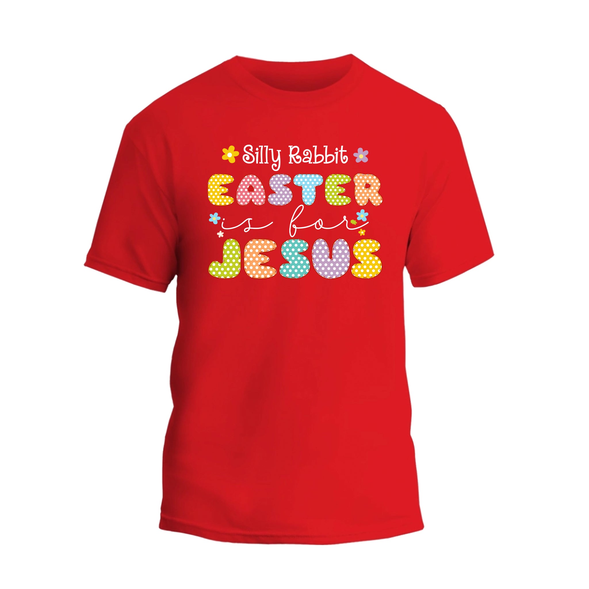 a red t - shirt with the words easter jesus on it
