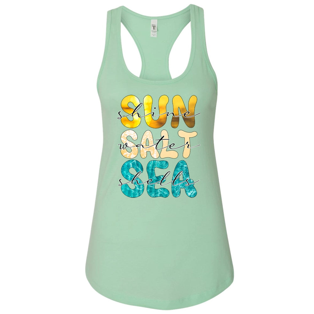 Sun Salt Sea Women's Ideal Racerback Tank Top, Summer Vibe Tank Top, Women Tank Top