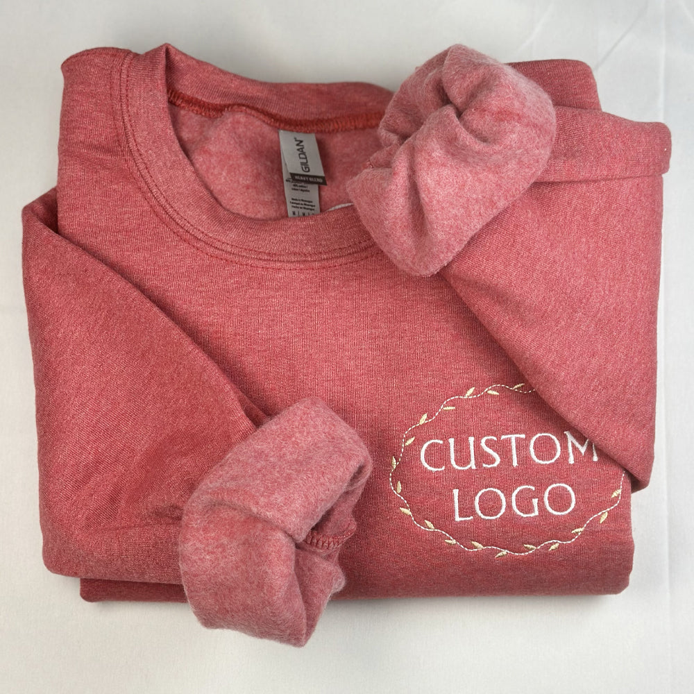Personalized Logo Embroidered Sweatshirt, Custom Business Logo Embroidery Sweatshirt