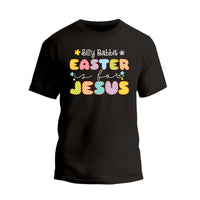 a black t - shirt that says, billy bubble easter jesus