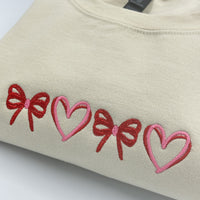 Heart and Bow Embroidery Sweatshirt, Coquette Embroidery Sweatshirt