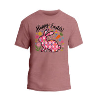 a pink t - shirt that says happy easter