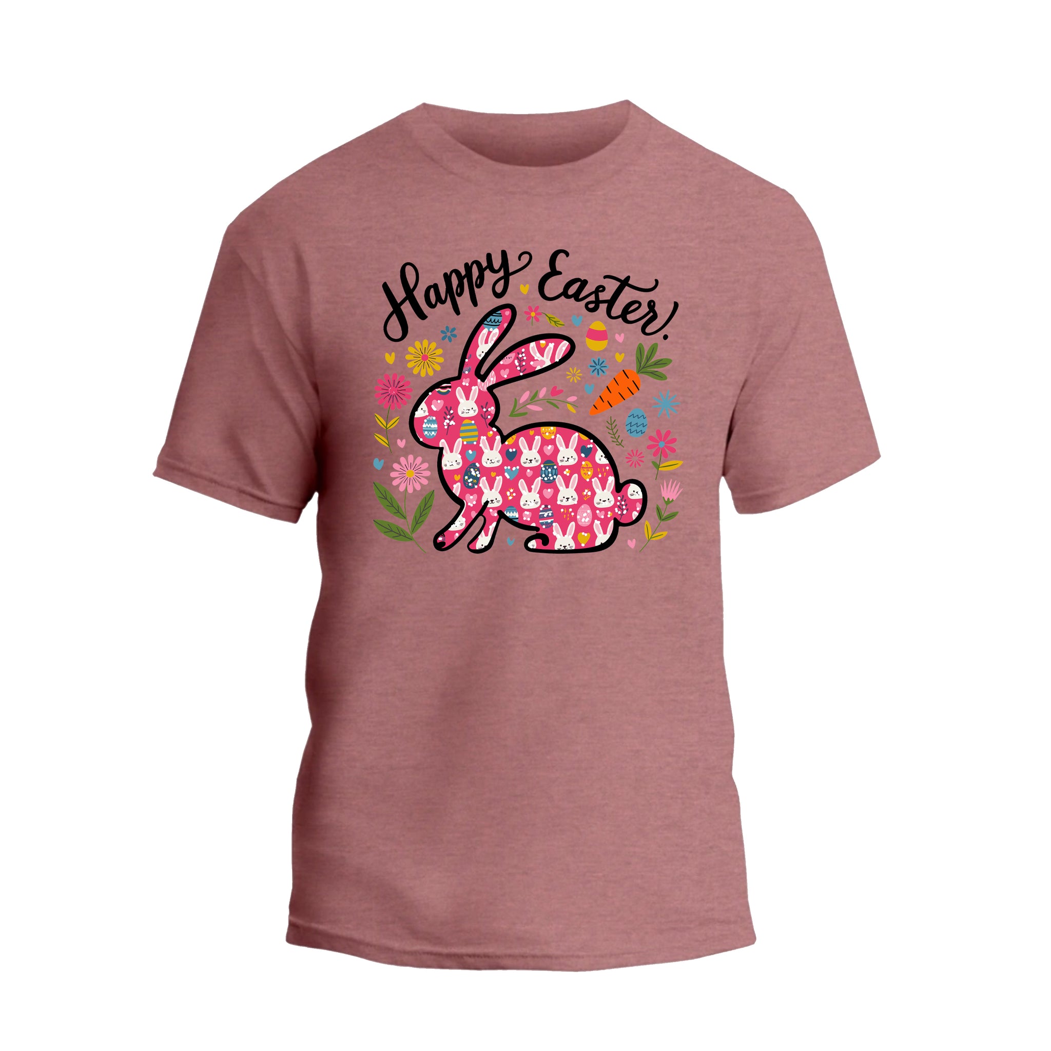 a pink t - shirt that says happy easter