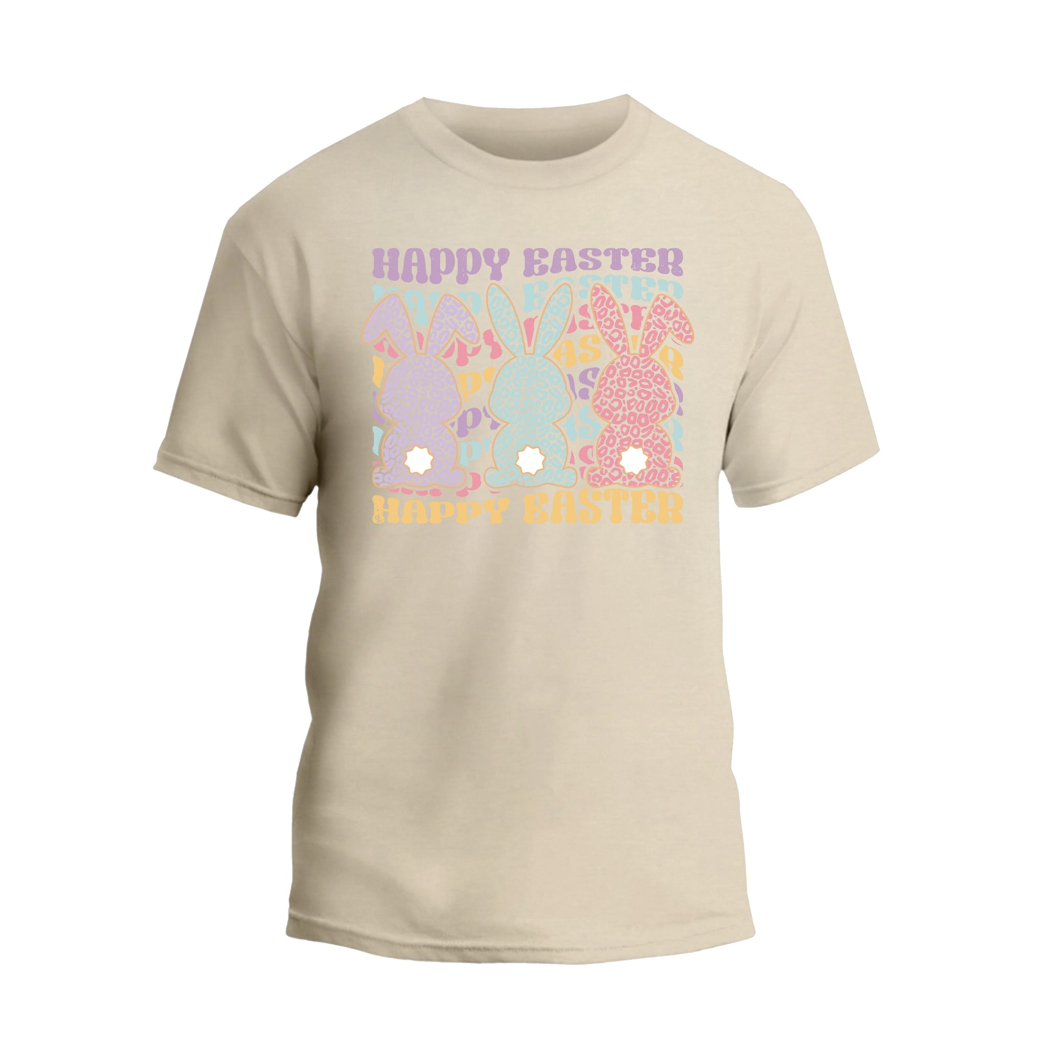 a t - shirt with the words happy easter on it