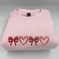 Heart and Bow Embroidery Sweatshirt, Coquette Embroidery Sweatshirt