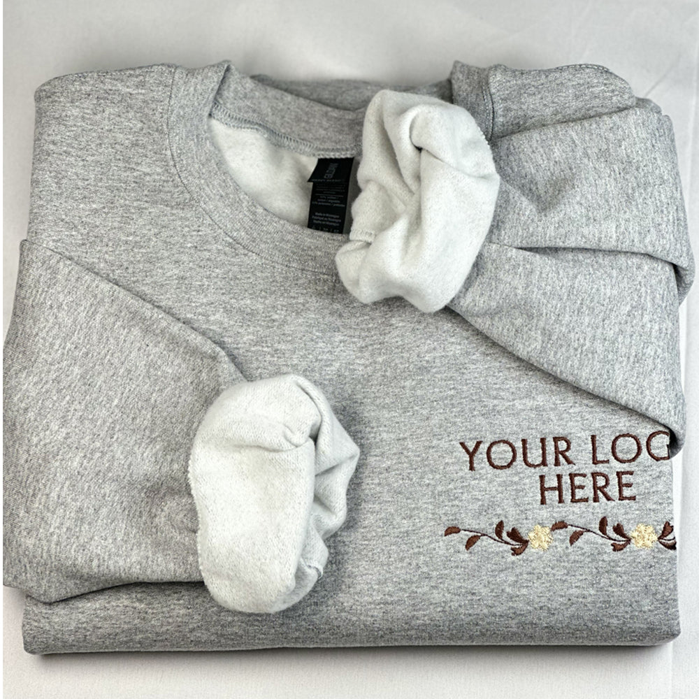 Personalized Logo Embroidered Sweatshirt, Custom Business Logo Embroidery Sweatshirt