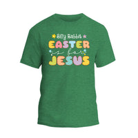 a green t - shirt with the words easter jesus on it