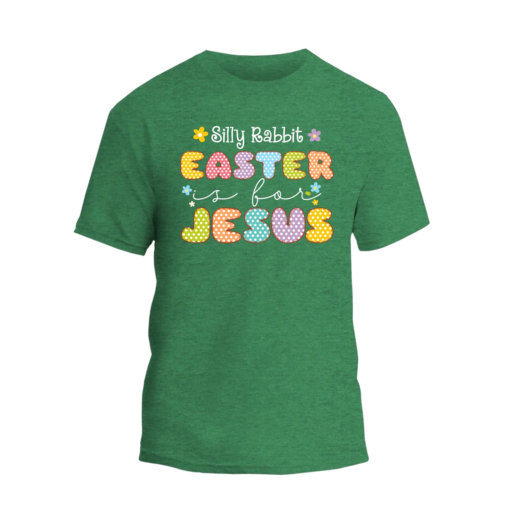 a green t - shirt with the words easter jesus on it