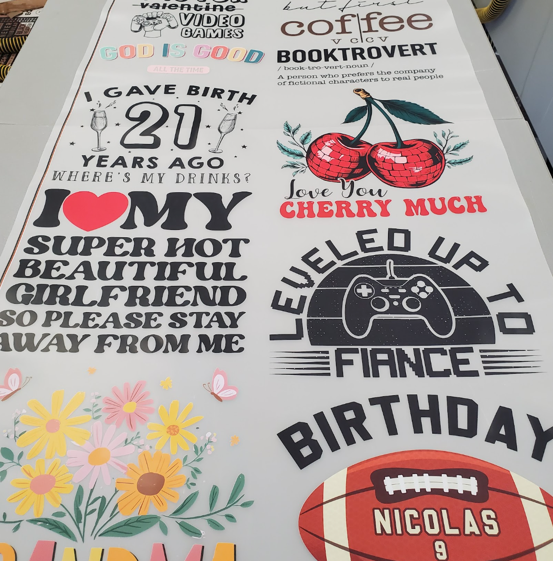 a large sign with some stickers on it