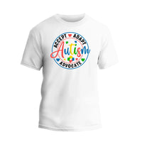 a white t - shirt with the words autism on it