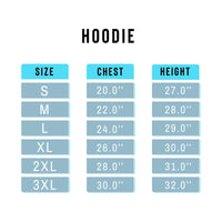 the height chart for the hoodie is shown