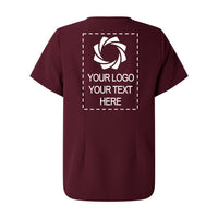 a maroon t - shirt with a picture of a camera