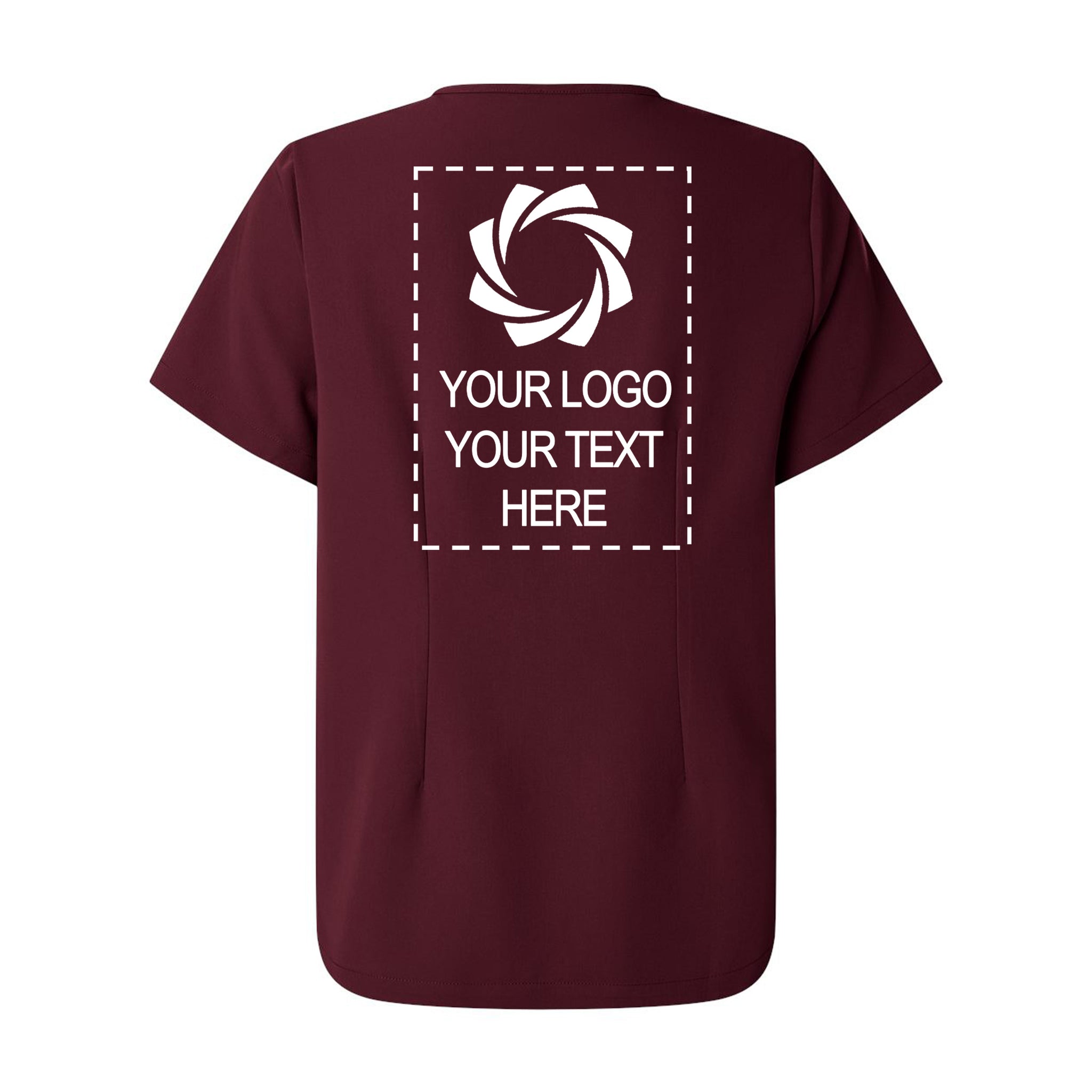 a maroon t - shirt with a picture of a camera