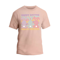 a pink t - shirt with the words happy easter on it