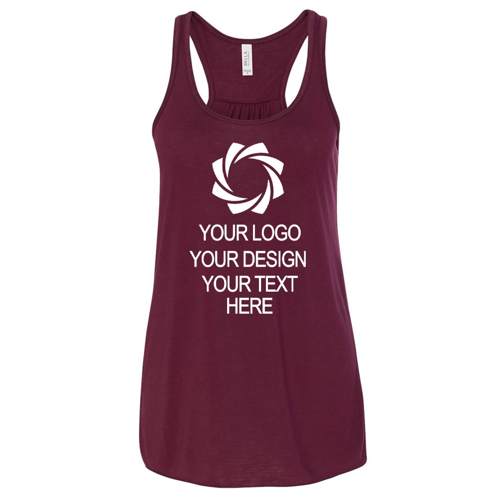 a women's maroon tank top with a white logo