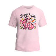 a pink t - shirt that says happy easter