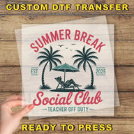 a person holding a piece of paper with the words summer break social club on it