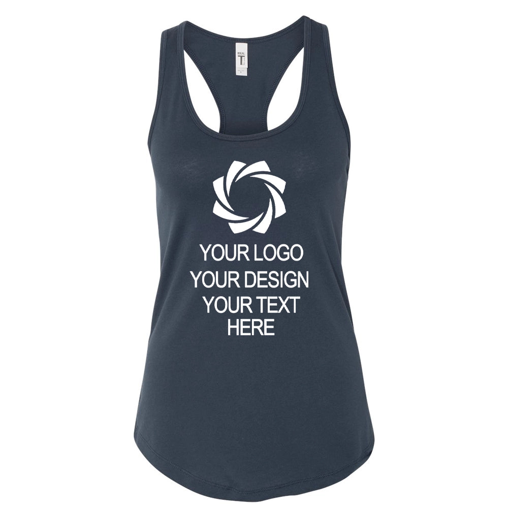 a women's tank top with a white logo
