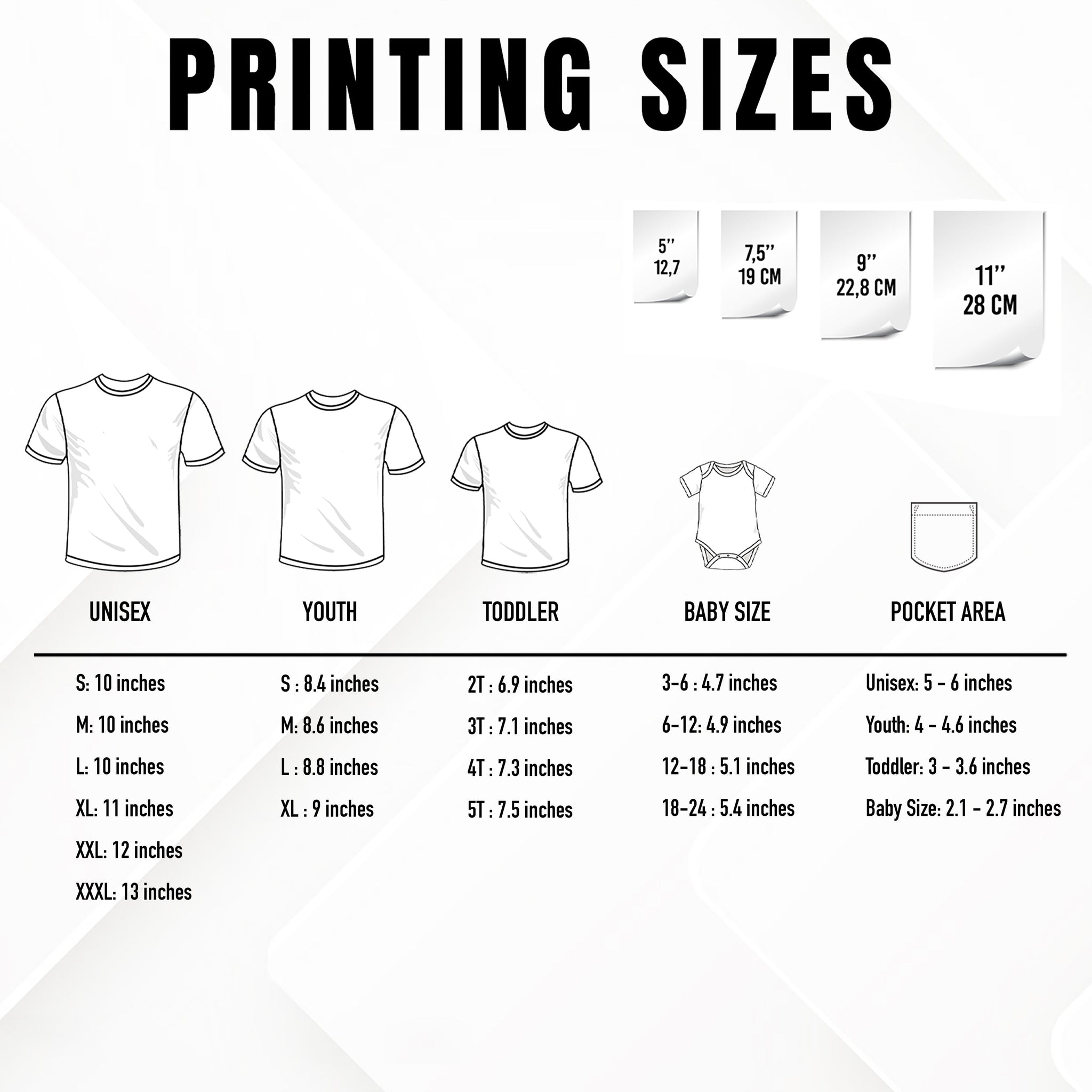 a picture of a t - shirt sizes chart