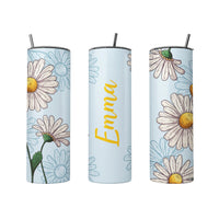 Custom Name Daisy Flower Tumbler, Personalized Tumbler With Name