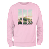 a pink sweatshirt with a cross on top of it