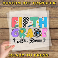 The image is a colorful graphic design featuring the text "Fifth Grade Mrs. Brown" in a playful, artistic style.