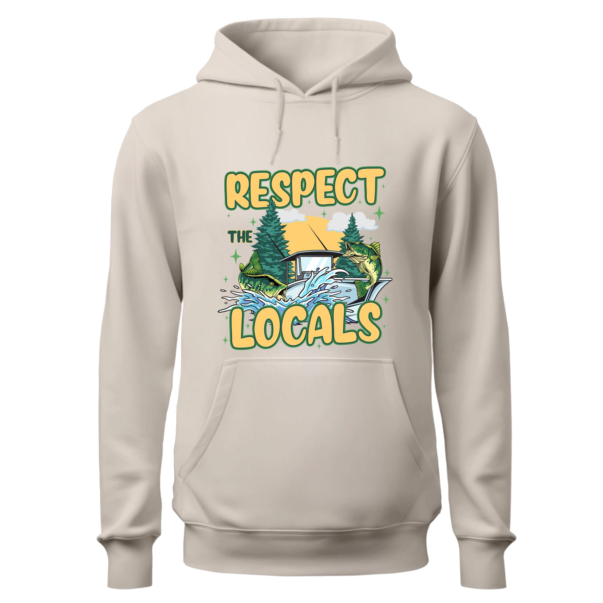a white hoodie with the words respect the locals on it