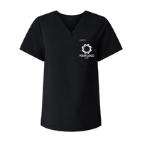 a black shirt with a white logo on the chest
