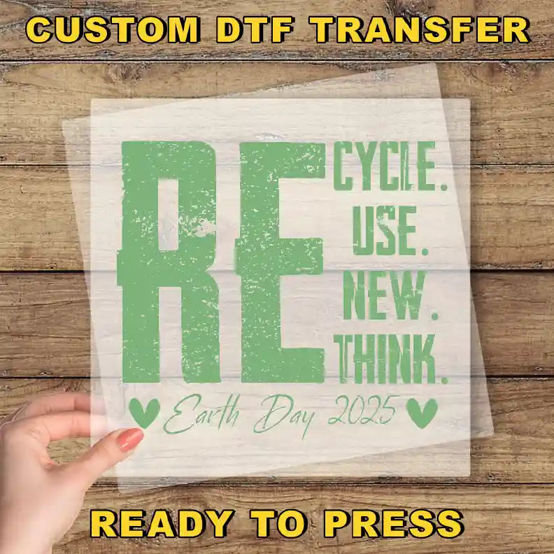 a hand holding a piece of paper with the words recycle use new think