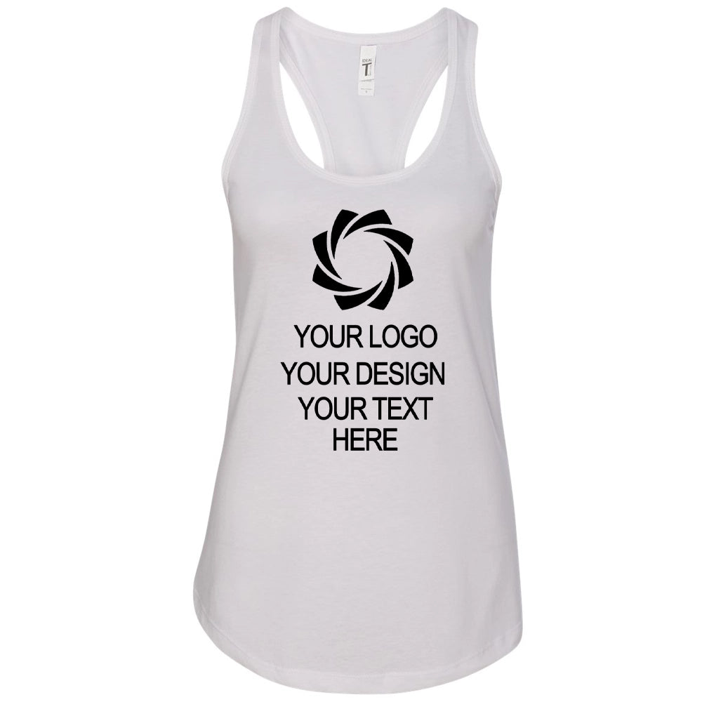 a white tank top with a black logo