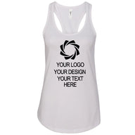 a white tank top with a black logo