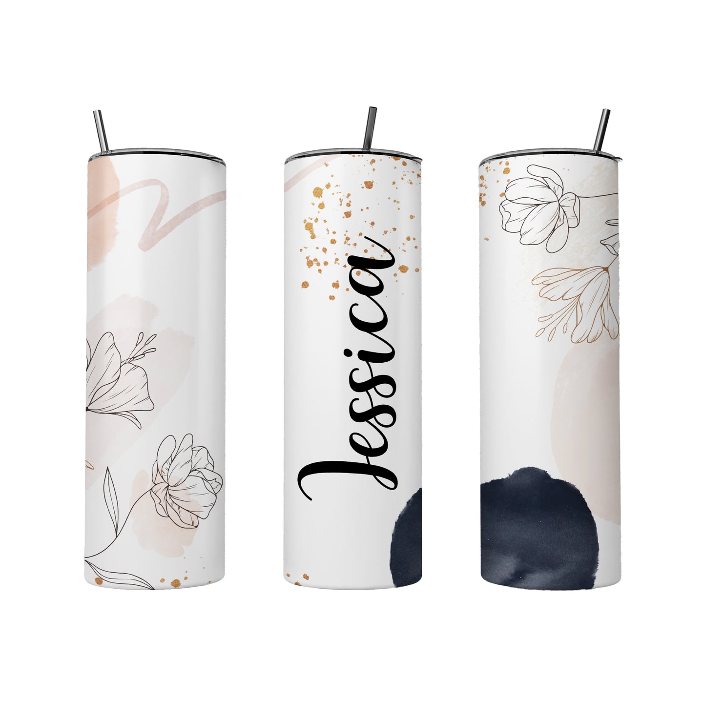 Custom Name Tumbler, Personalized Tumbler With Name, Flower Coffee Mug