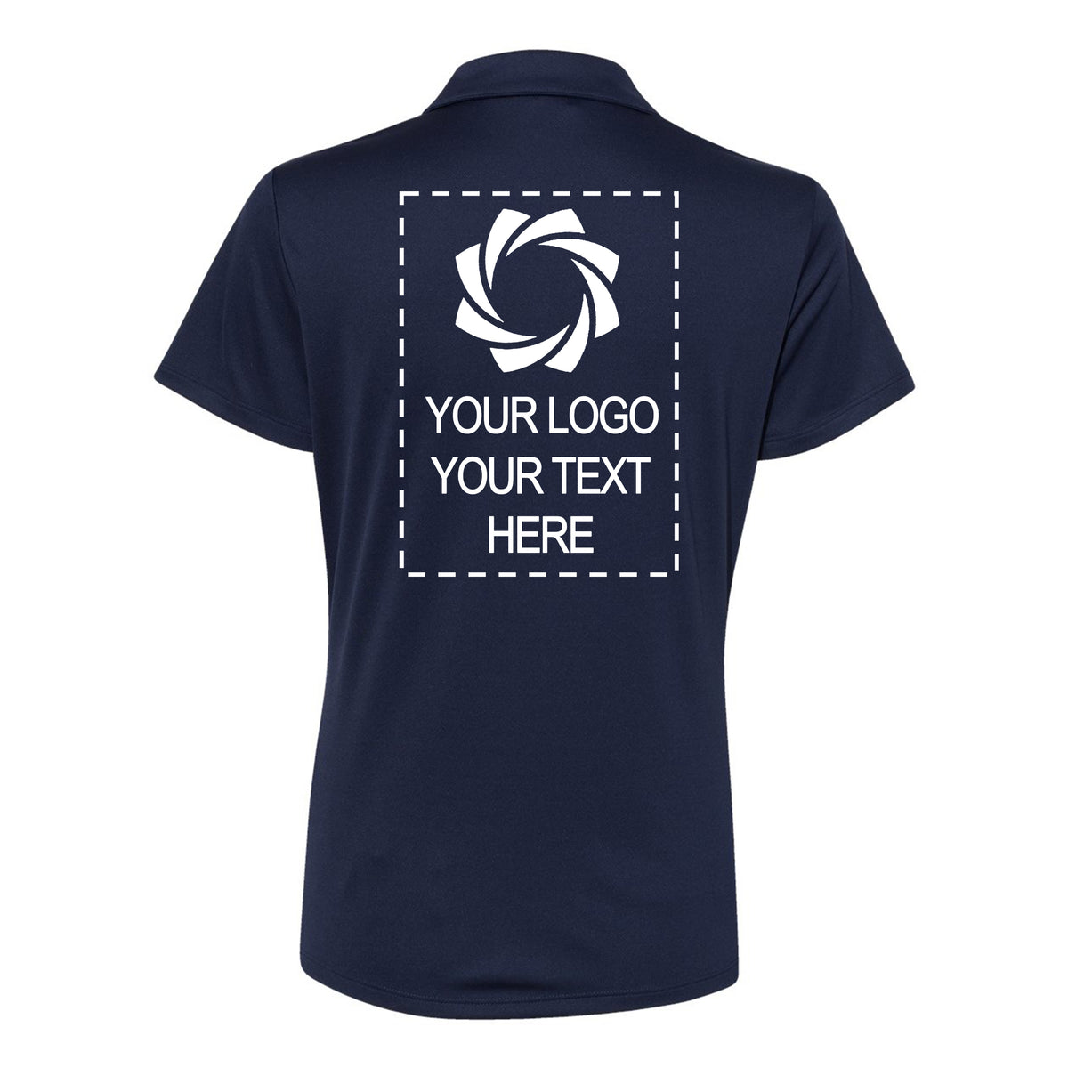 a women's polo shirt with an image of a camera