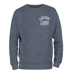 a blue sweatshirt with a custom logo on it
