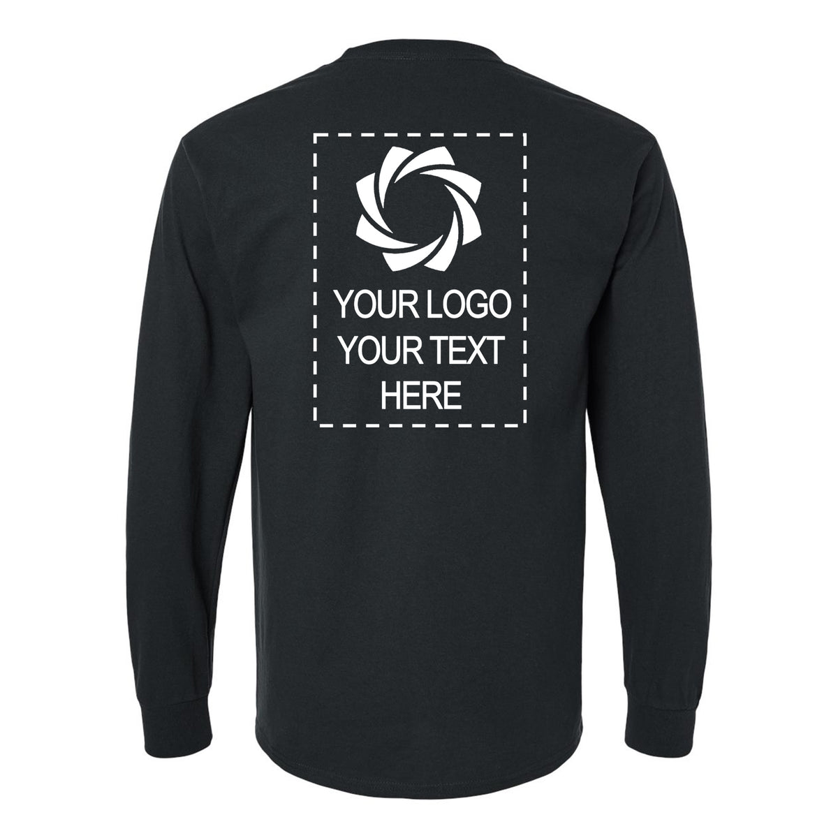 a black long - sleeved shirt with a logo on it