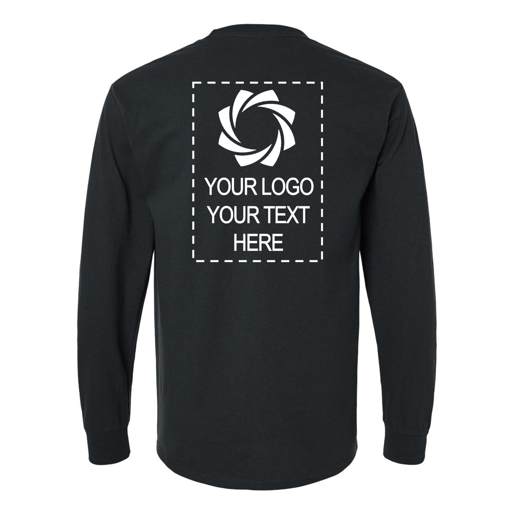 a black long - sleeved shirt with a logo on it