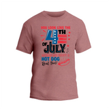 a red t - shirt with the fourth of july written on it