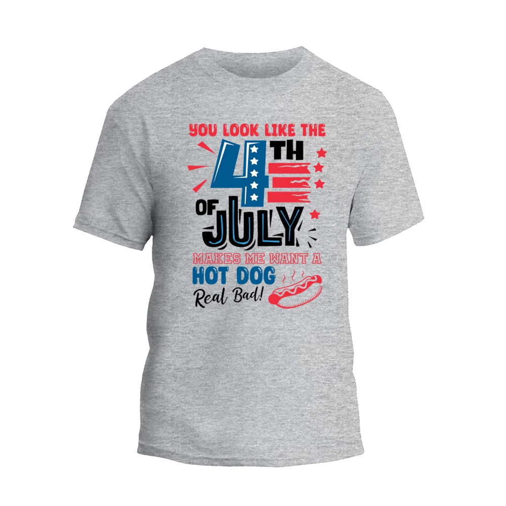 a grey t - shirt with the words 4th of july written on it