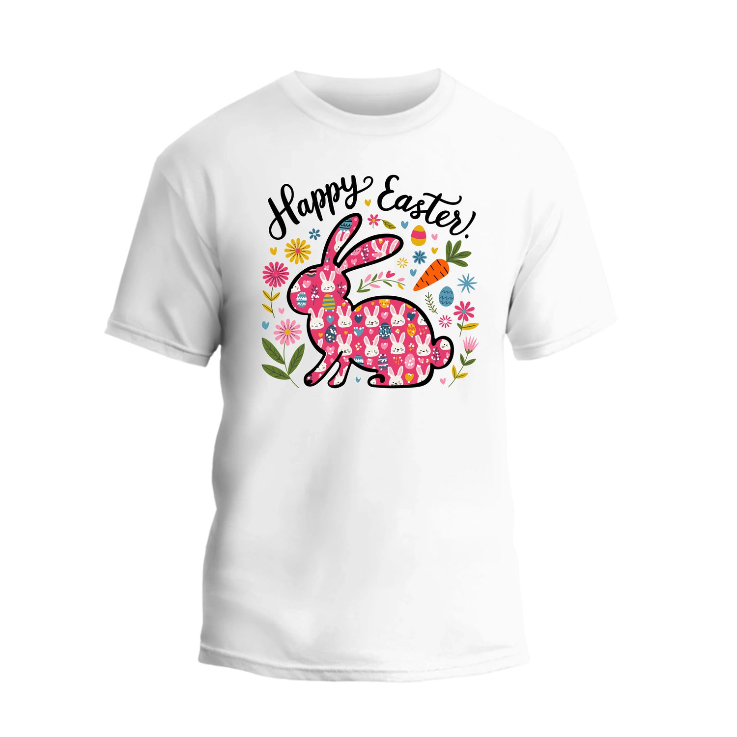 a white t - shirt with an easter bunny on it
