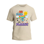 a white t - shirt with an image of a rainbow on it