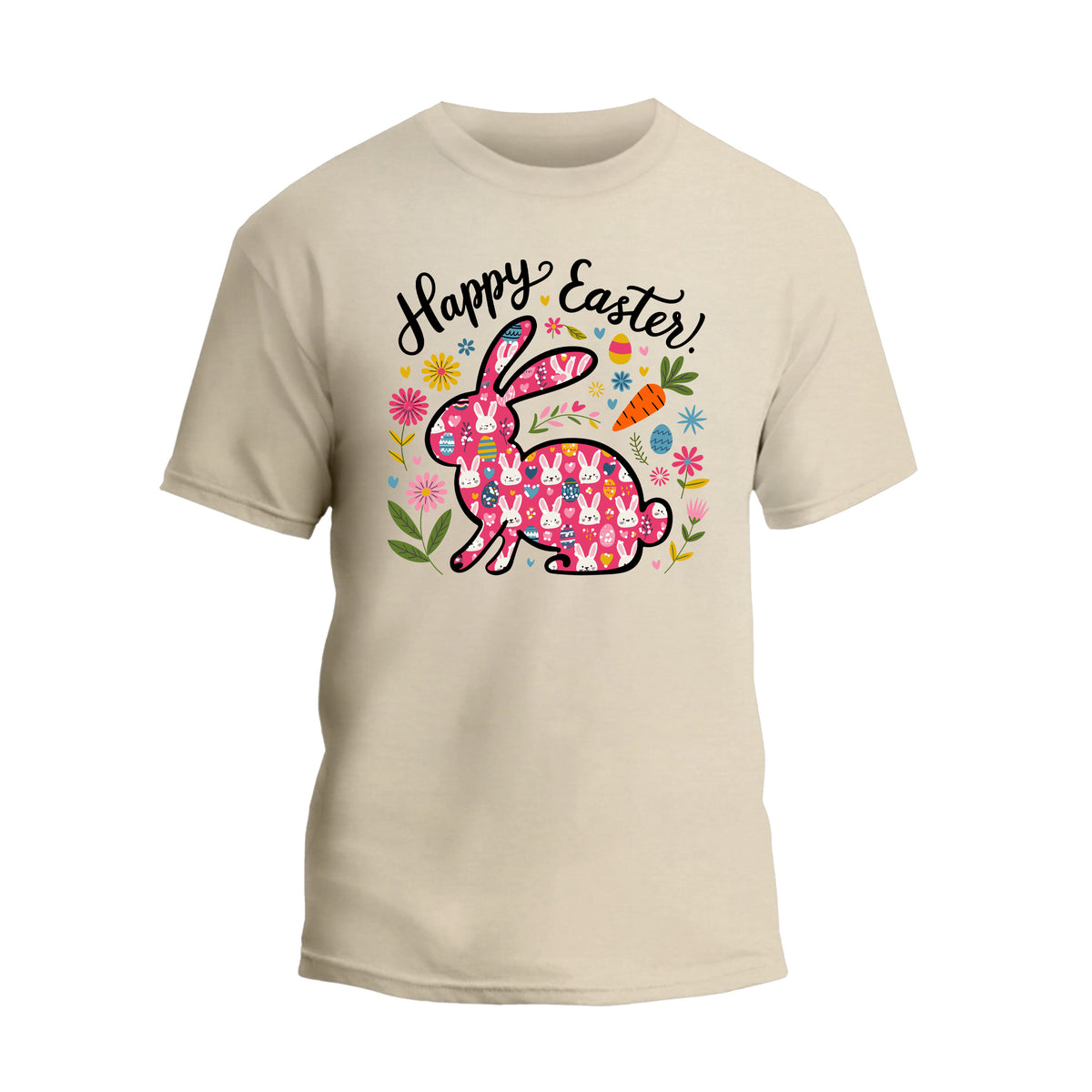 a white t - shirt with an easter bunny on it