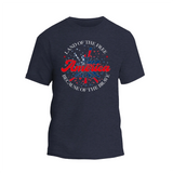 a navy t - shirt with an american flag design