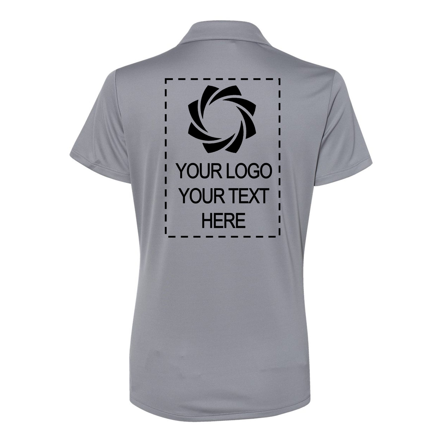 a gray polo shirt with a picture of a camera