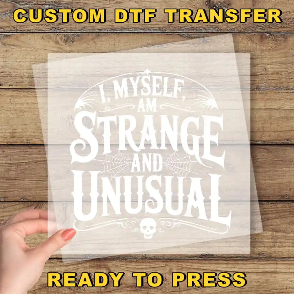 a person holding up a paper with the words, i myself am strange and unusual