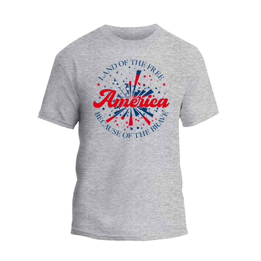a grey t - shirt with an american design