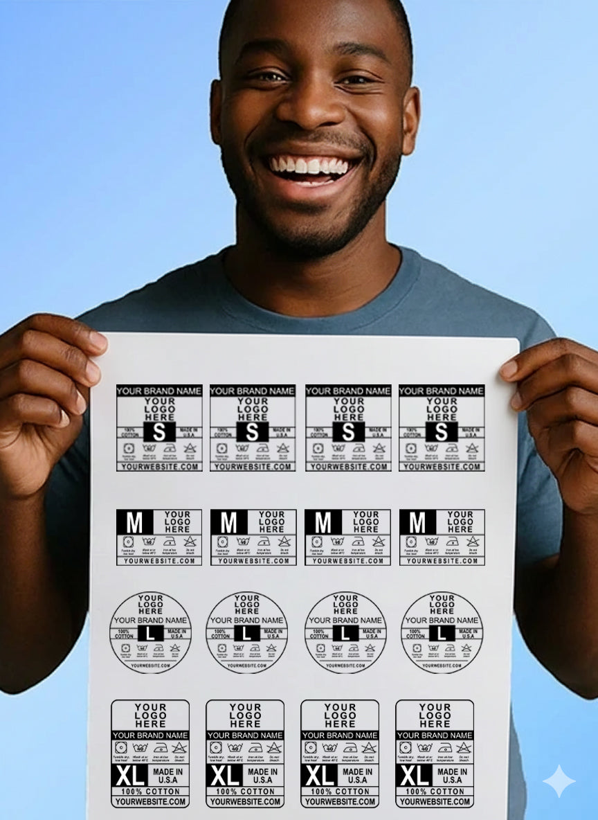 Bundle Custom DTF Shirt Label – Personalized Brand Neck Tag with Your Logo and Brand Name