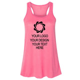 a women's pink tank top with a black logo