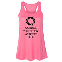 a women's pink tank top with a black logo