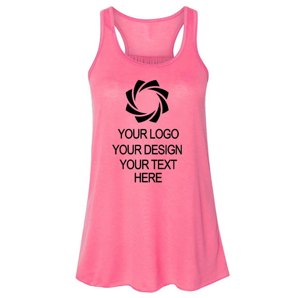 a women's pink tank top with a black logo