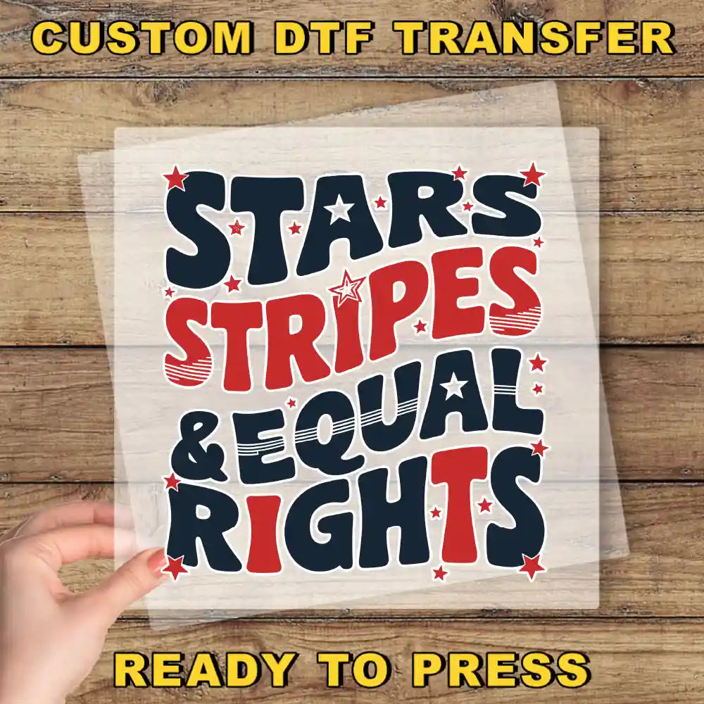 a person holding up a piece of paper with the words stars stripes and equal rights